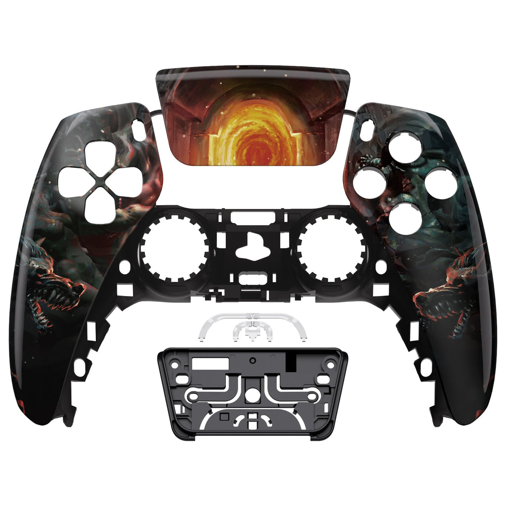 eXtremeRate Replacement Front Housing Shell with Touchpad Compatible with PS5 Controller BDM-010/020/030/040/050 - Entrance of Hell eXtremeRate