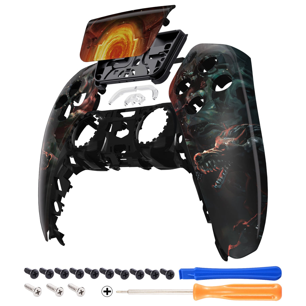 eXtremeRate Replacement Front Housing Shell with Touchpad Compatible with PS5 Controller BDM-010/020/030/040/050 - Entrance of Hell eXtremeRate