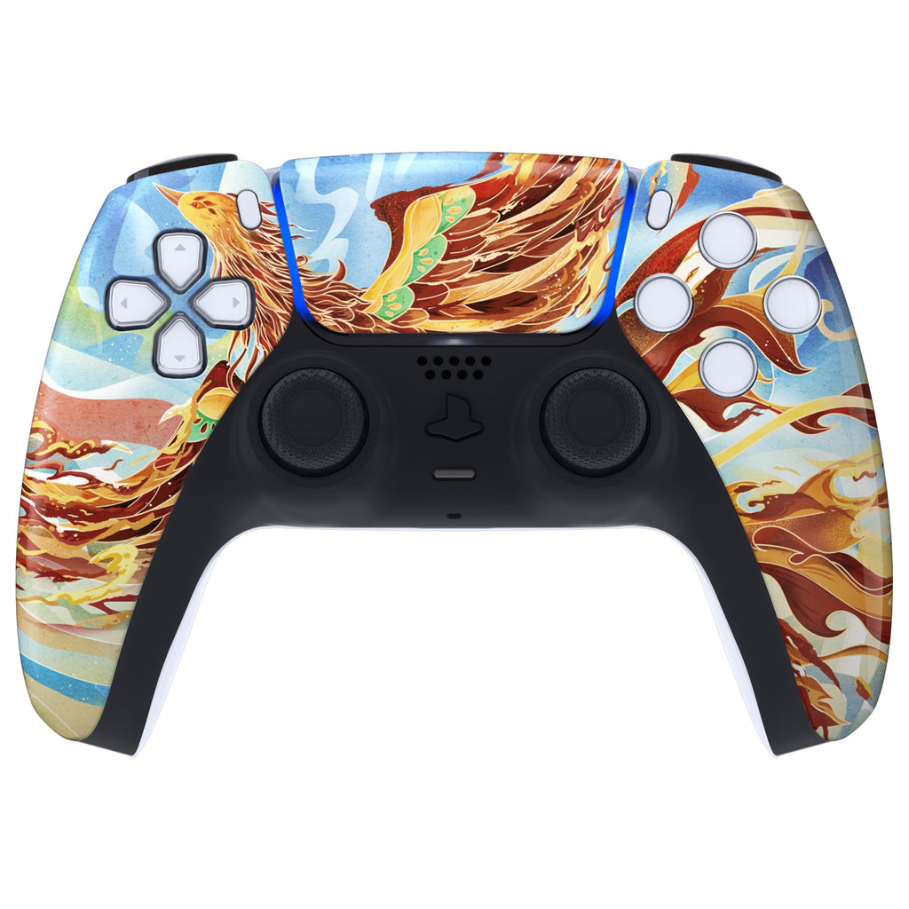 eXtremeRate Replacement Front Housing Shell with Touchpad Compatible with PS5 Controller BDM-010/020/030/040/050 - Fire Phoenix eXtremeRate