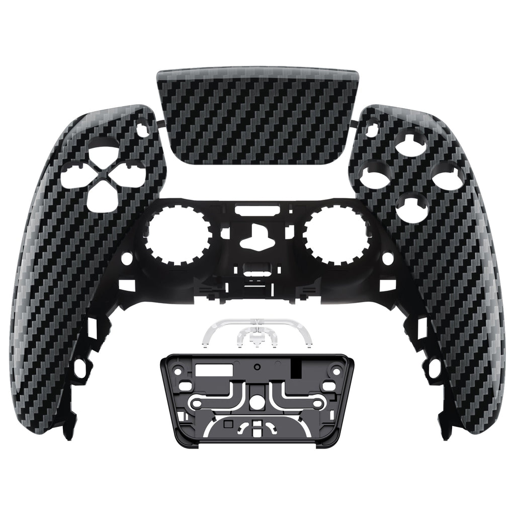 eXtremeRate Replacement Front Housing Shell with Touchpad Compatible with PS5 Controller BDM-010/020/030/040/050/060 - Graphite Carbon Fiber eXtremeRate