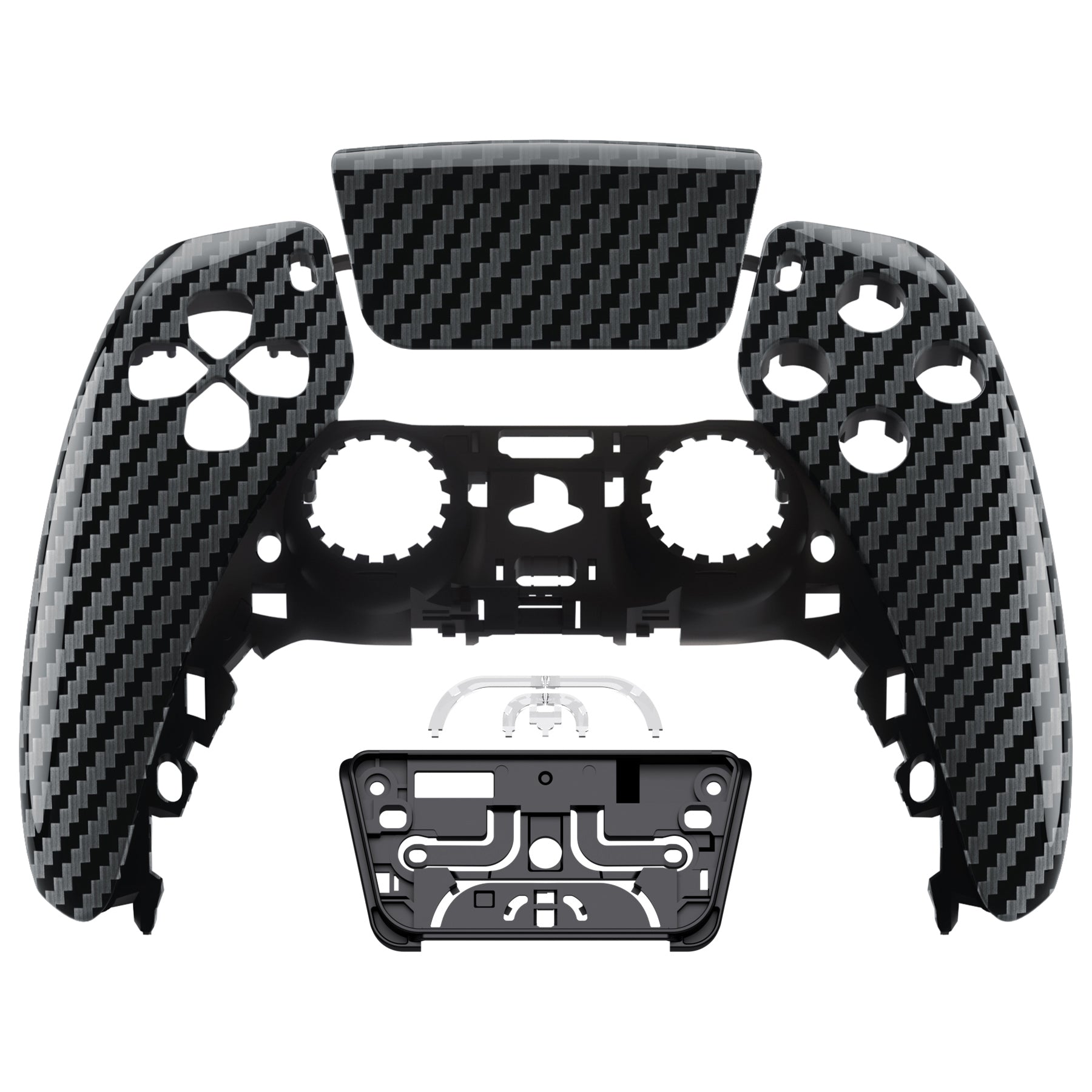 eXtremeRate Replacement Front Housing Shell with Touchpad Compatible with PS5 Controller BDM-010/020/030/040/050/060 - Graphite Carbon Fiber eXtremeRate
