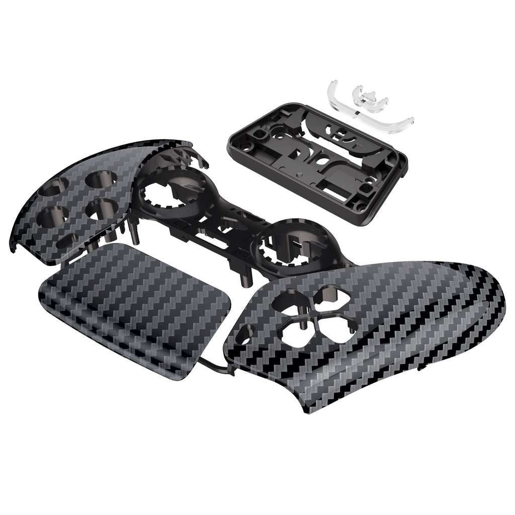 eXtremeRate Replacement Front Housing Shell with Touchpad Compatible with PS5 Controller BDM-010/020/030/040/050/060 - Graphite Carbon Fiber eXtremeRate
