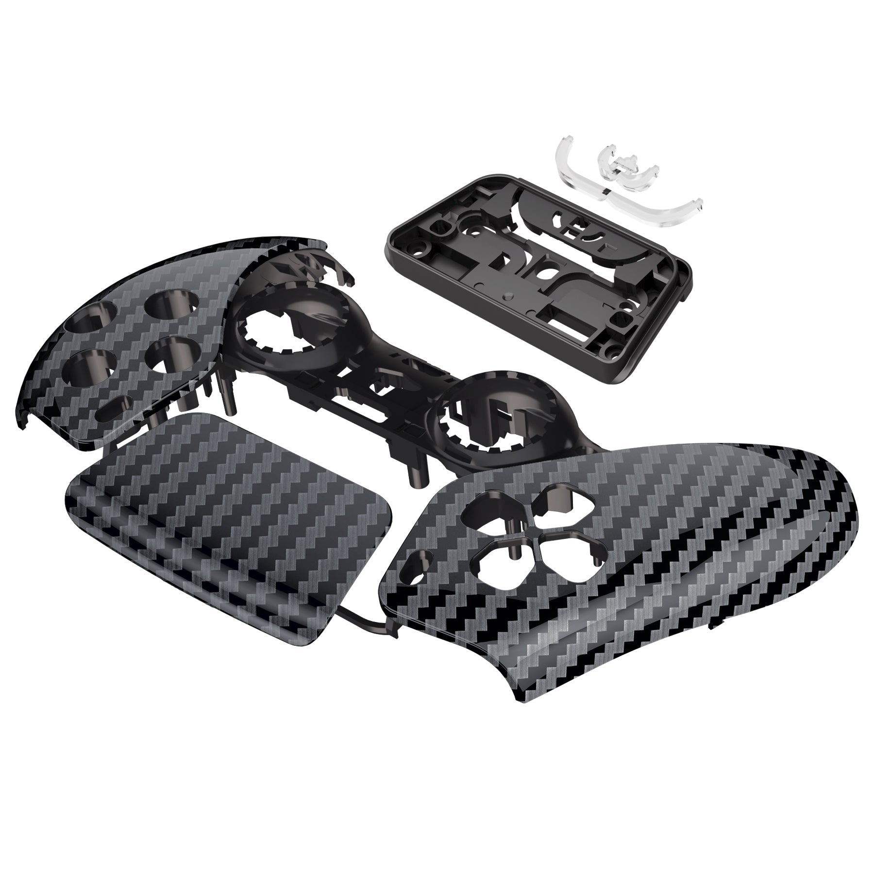 eXtremeRate Replacement Front Housing Shell with Touchpad Compatible with PS5 Controller BDM-010/020/030/040/050/060 - Graphite Carbon Fiber eXtremeRate