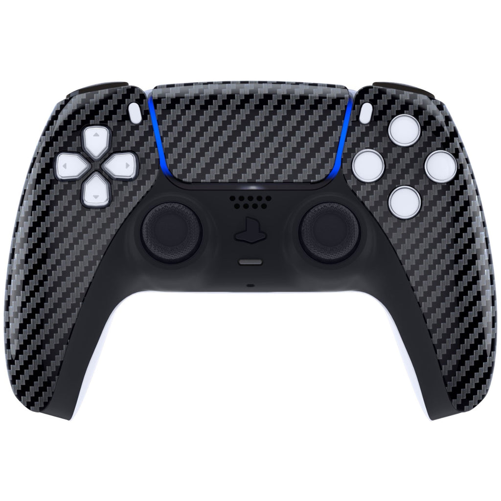 eXtremeRate Replacement Front Housing Shell with Touchpad Compatible with PS5 Controller BDM-010/020/030/040/050/060 - Graphite Carbon Fiber eXtremeRate