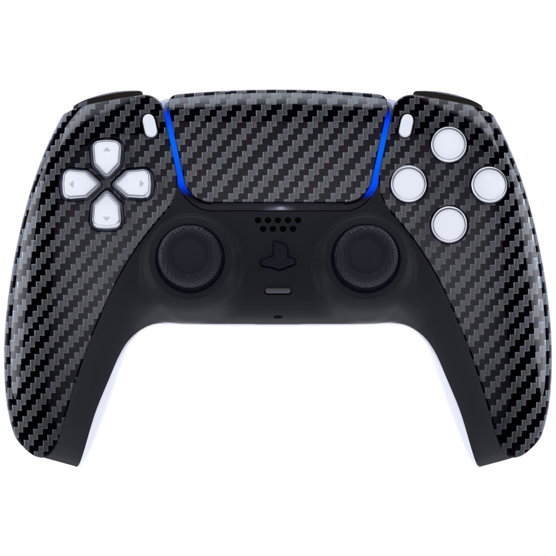 eXtremeRate Replacement Front Housing Shell with Touchpad Compatible with PS5 Controller BDM-010/020/030/040/050/060 - Graphite Carbon Fiber eXtremeRate