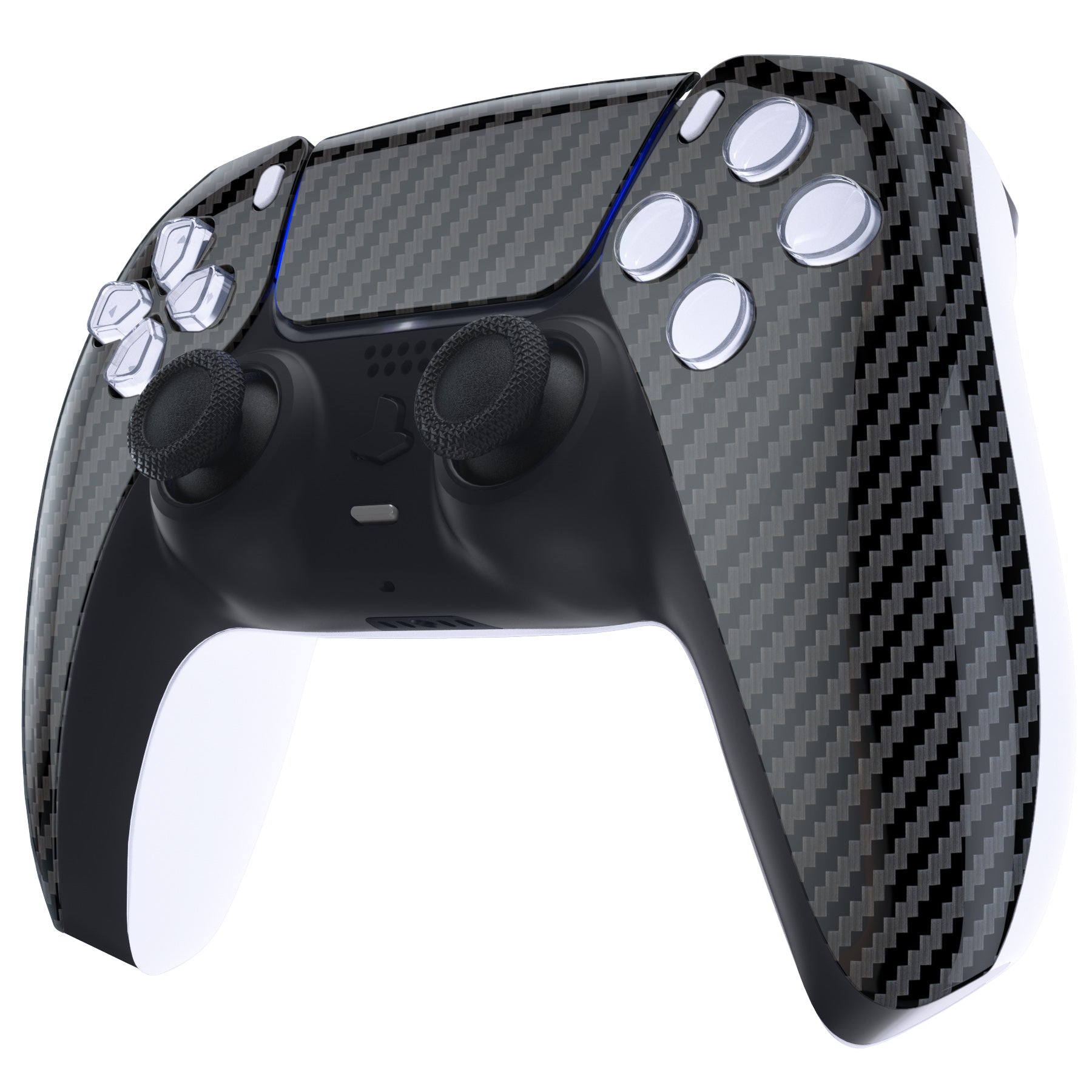 eXtremeRate Replacement Front Housing Shell with Touchpad Compatible with PS5 Controller BDM-010/020/030/040/050/060 - Graphite Carbon Fiber eXtremeRate