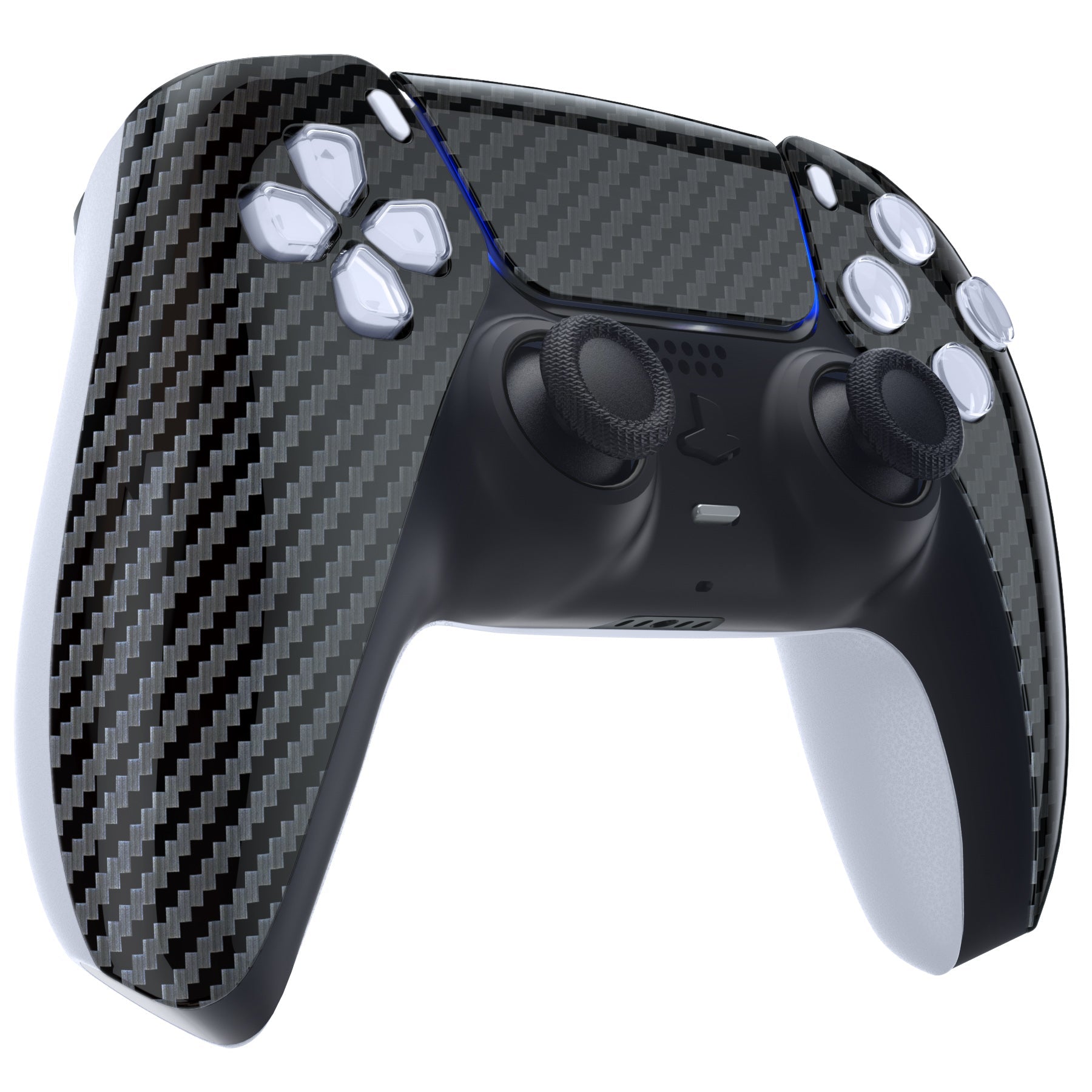eXtremeRate Replacement Front Housing Shell with Touchpad Compatible with PS5 Controller BDM-010/020/030/040/050/060 - Graphite Carbon Fiber eXtremeRate