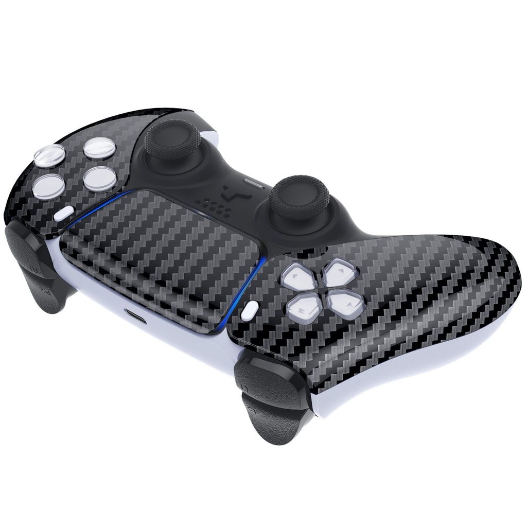 eXtremeRate Replacement Front Housing Shell with Touchpad Compatible with PS5 Controller BDM-010/020/030/040/050/060 - Graphite Carbon Fiber eXtremeRate