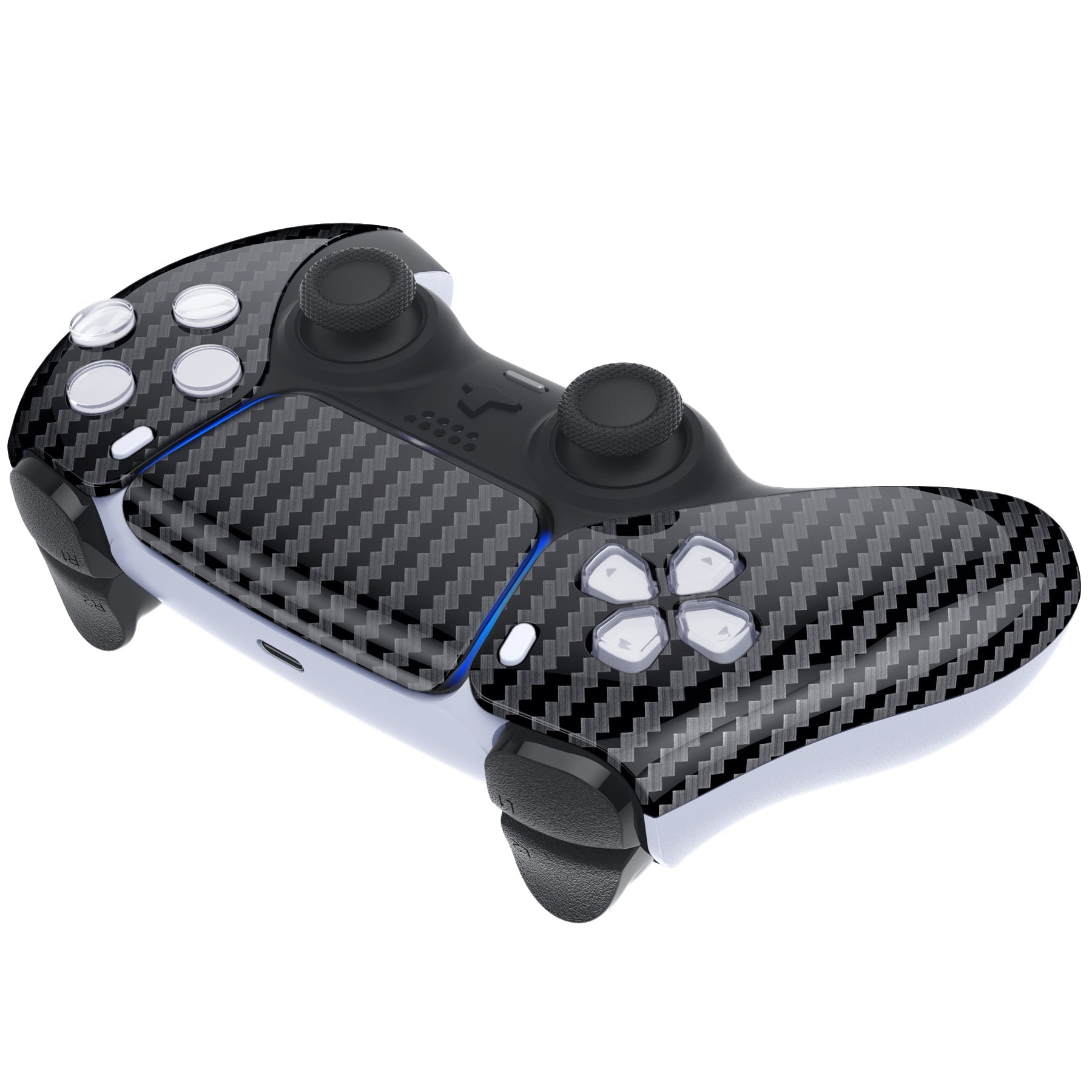 eXtremeRate Replacement Front Housing Shell with Touchpad Compatible with PS5 Controller BDM-010/020/030/040/050/060 - Graphite Carbon Fiber eXtremeRate
