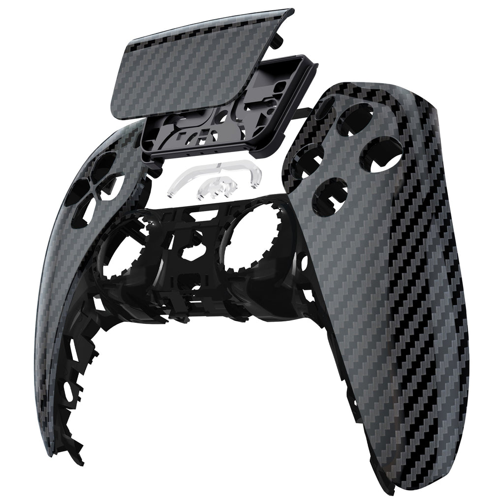 eXtremeRate Replacement Front Housing Shell with Touchpad Compatible with PS5 Controller BDM-010/020/030/040/050/060 - Graphite Carbon Fiber eXtremeRate