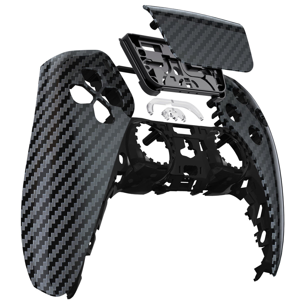 eXtremeRate Replacement Front Housing Shell with Touchpad Compatible with PS5 Controller BDM-010/020/030/040/050/060 - Graphite Carbon Fiber eXtremeRate