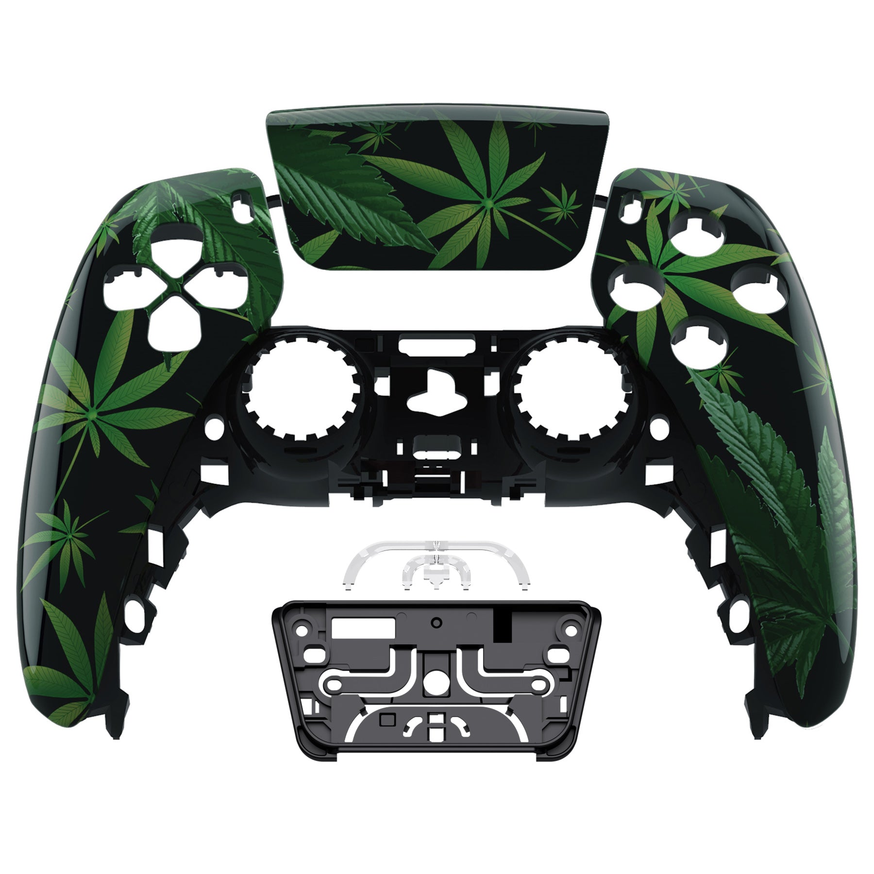 eXtremeRate Replacement Front Housing Shell with Touchpad Compatible with PS5 Controller BDM-010/020/030/040/050/060 - Green Weeds eXtremeRate
