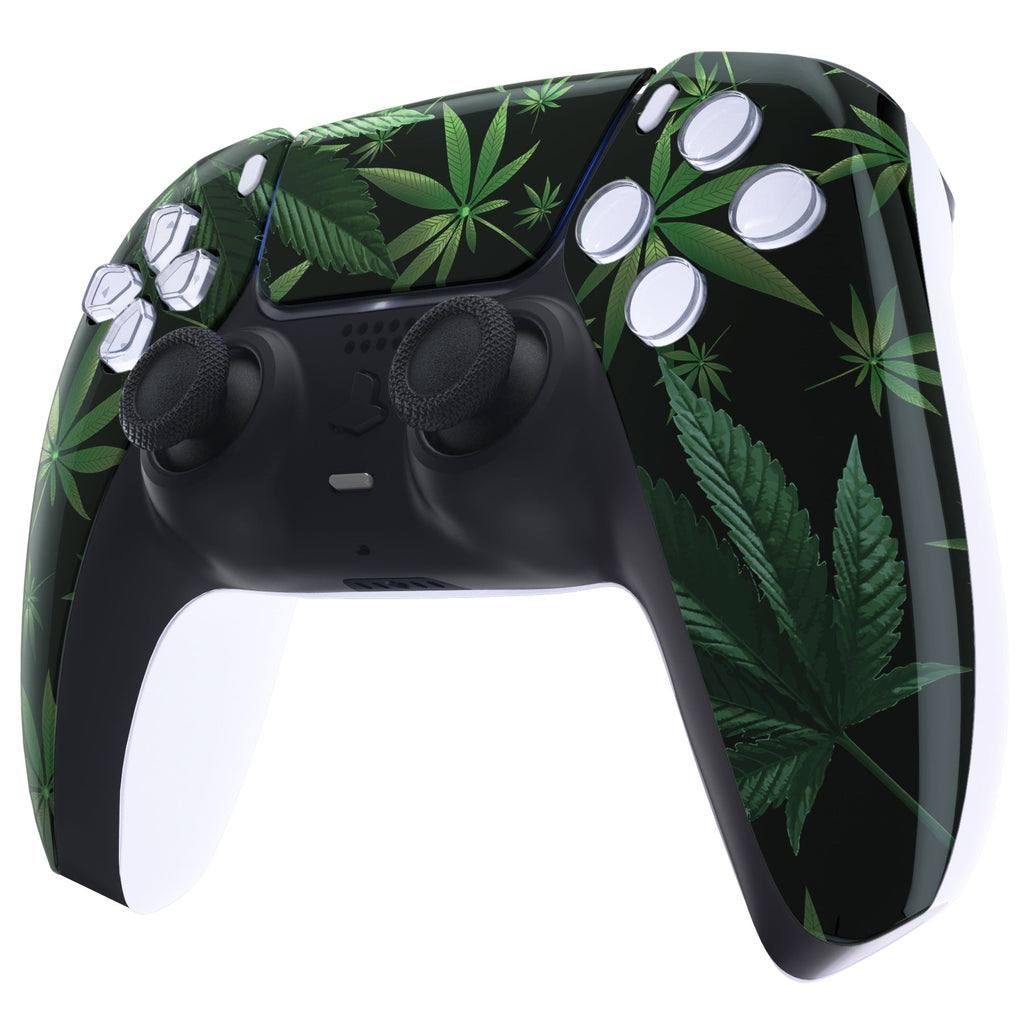 eXtremeRate Replacement Front Housing Shell with Touchpad Compatible with PS5 Controller BDM-010/020/030/040/050/060 - Green Weeds eXtremeRate