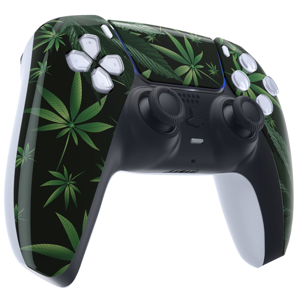 eXtremeRate Replacement Front Housing Shell with Touchpad Compatible with PS5 Controller BDM-010/020/030/040/050/060 - Green Weeds eXtremeRate