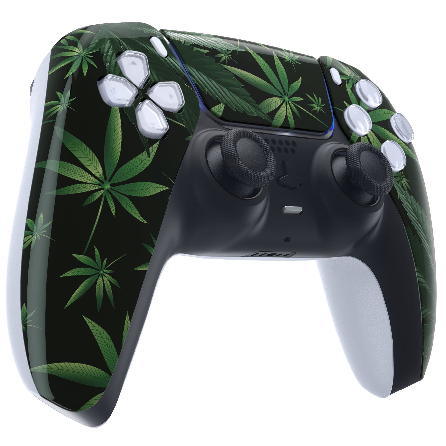 eXtremeRate Replacement Front Housing Shell with Touchpad Compatible with PS5 Controller BDM-010/020/030/040/050/060 - Green Weeds eXtremeRate