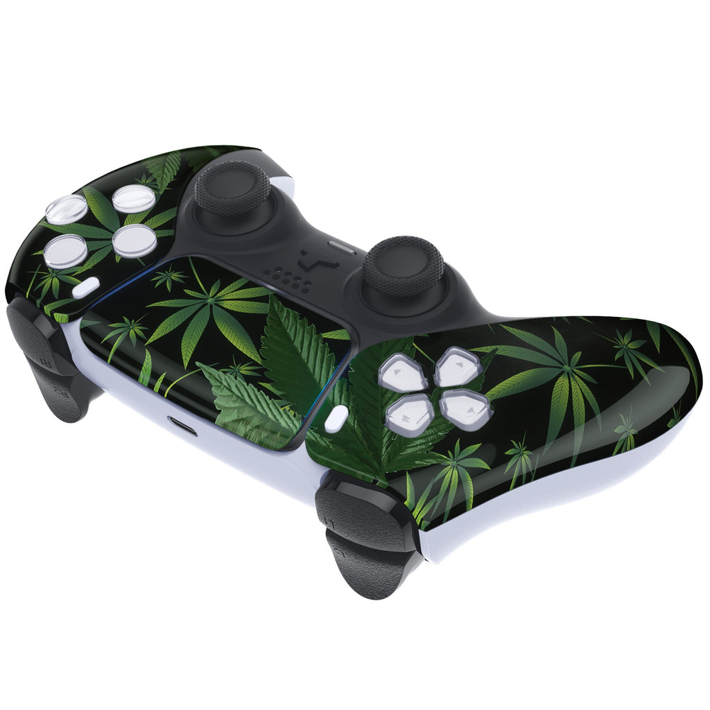 eXtremeRate Replacement Front Housing Shell with Touchpad Compatible with PS5 Controller BDM-010/020/030/040/050/060 - Green Weeds eXtremeRate