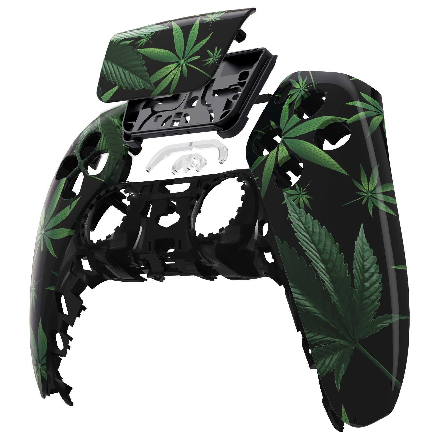 eXtremeRate Replacement Front Housing Shell with Touchpad Compatible with PS5 Controller BDM-010/020/030/040/050/060 - Green Weeds eXtremeRate