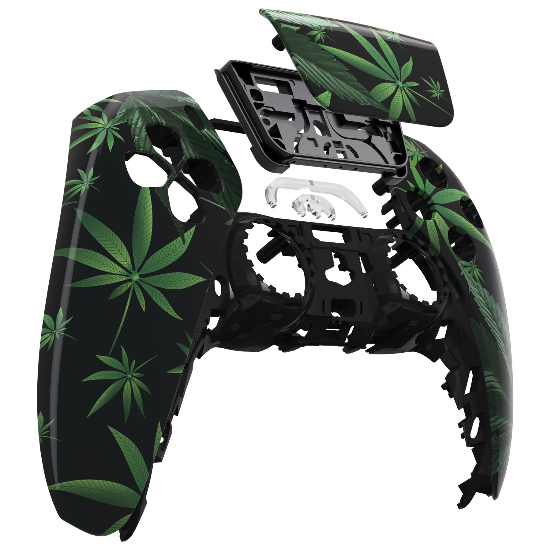 eXtremeRate Replacement Front Housing Shell with Touchpad Compatible with PS5 Controller BDM-010/020/030/040/050/060 - Green Weeds eXtremeRate