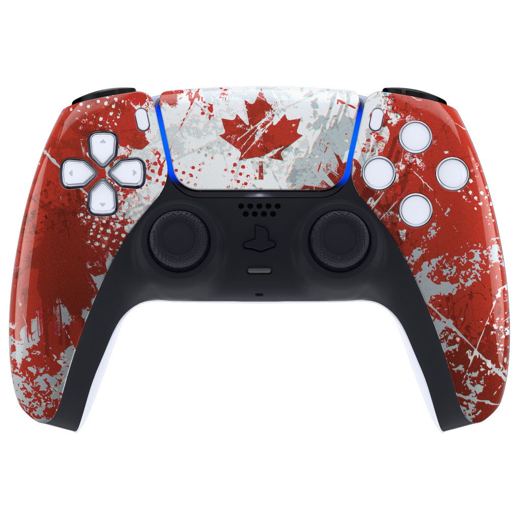 eXtremeRate Replacement Front Housing Shell with Touchpad Compatible with PS5 Controller BDM-010/020/030/040/050 - Impression Canada Flag eXtremeRate