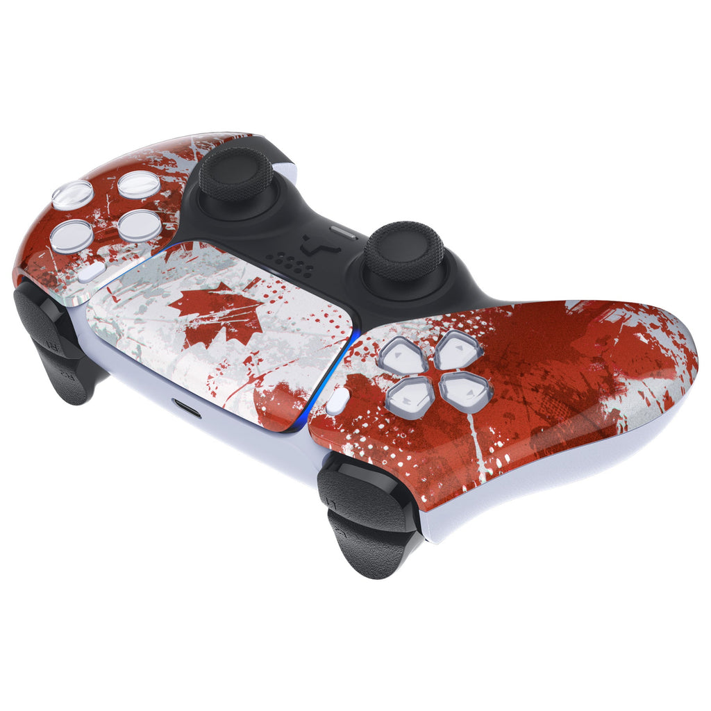 eXtremeRate Replacement Front Housing Shell with Touchpad Compatible with PS5 Controller BDM-010/020/030/040/050 - Impression Canada Flag eXtremeRate