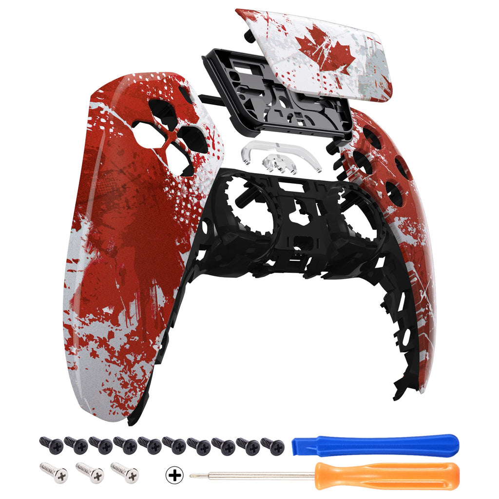 eXtremeRate Replacement Front Housing Shell with Touchpad Compatible with PS5 Controller BDM-010/020/030/040/050 - Impression Canada Flag eXtremeRate