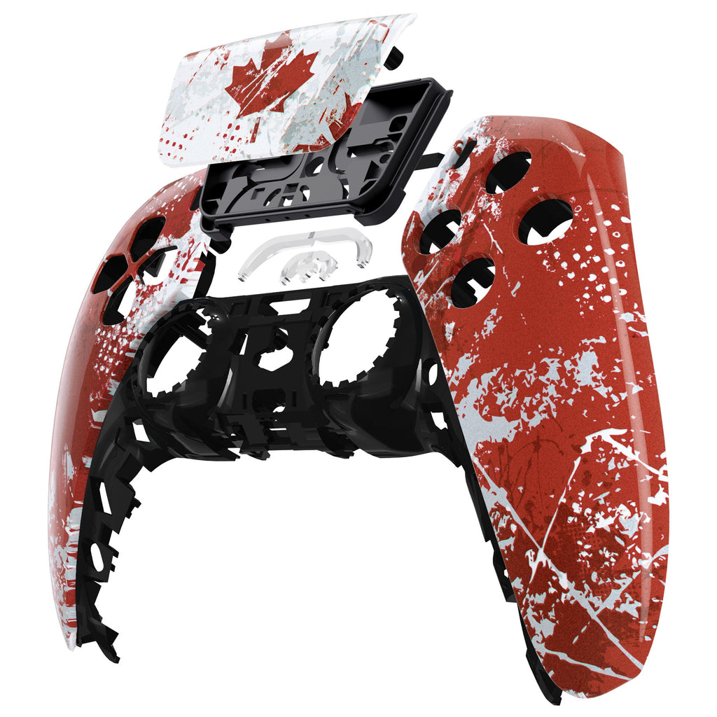 eXtremeRate Replacement Front Housing Shell with Touchpad Compatible with PS5 Controller BDM-010/020/030/040/050 - Impression Canada Flag eXtremeRate