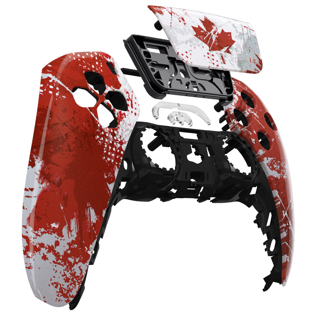 eXtremeRate Replacement Front Housing Shell with Touchpad Compatible with PS5 Controller BDM-010/020/030/040/050 - Impression Canada Flag eXtremeRate