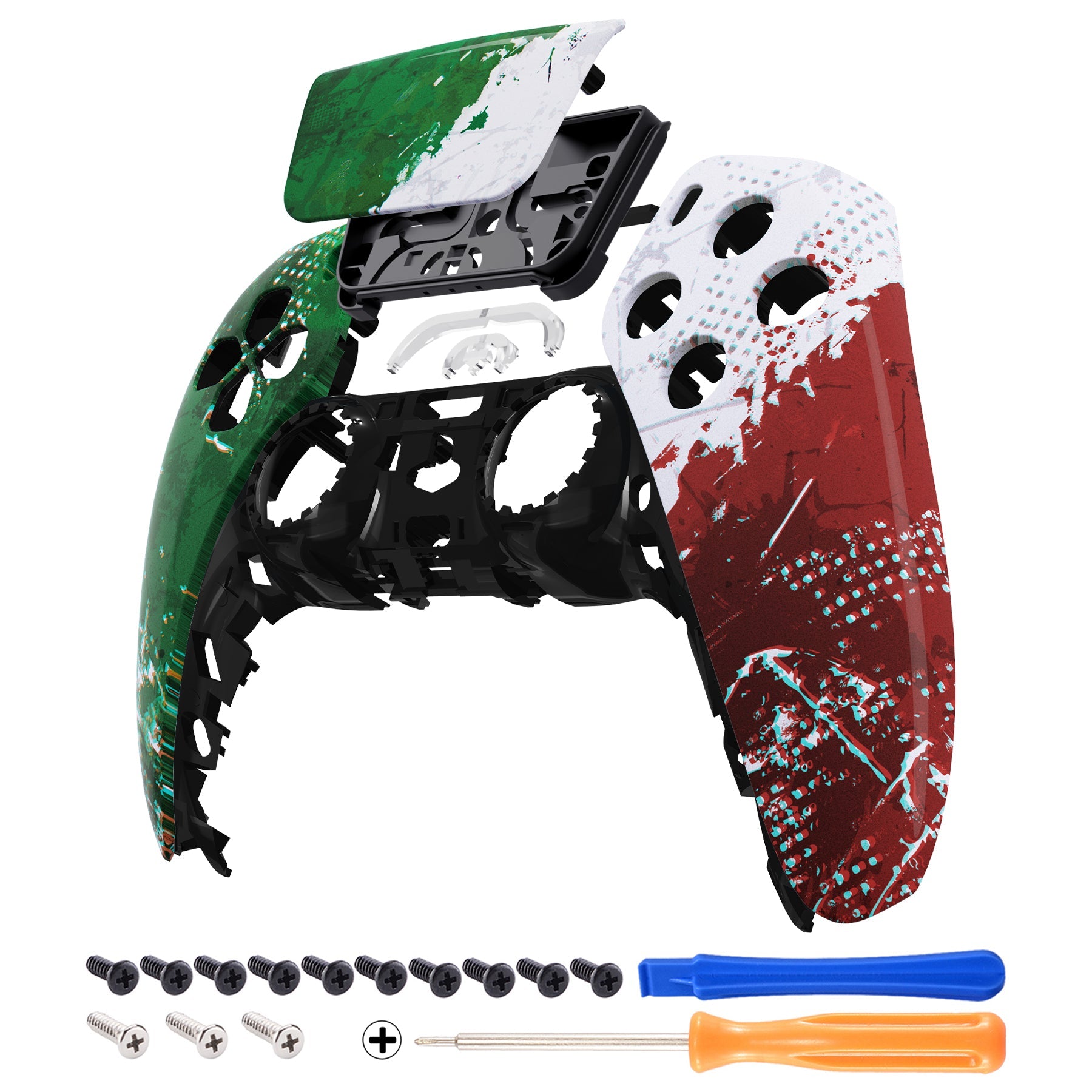 eXtremeRate Replacement Front Housing Shell with Touchpad Compatible with PS5 Controller BDM-010/020/030/040/050 - Impression Italy Flag eXtremeRate