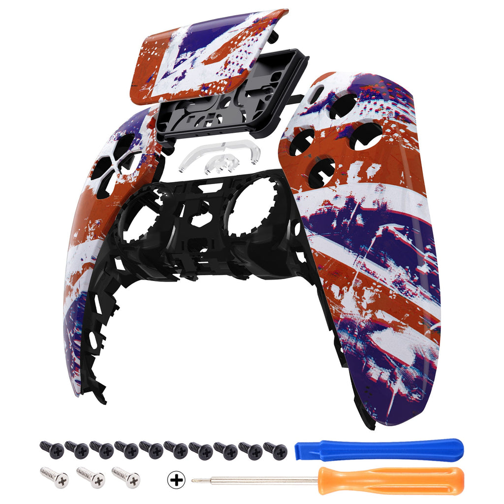 eXtremeRate Replacement Front Housing Shell with Touchpad Compatible with PS5 Controller BDM-010/020/030/040/050 - Impression UK Flag eXtremeRate