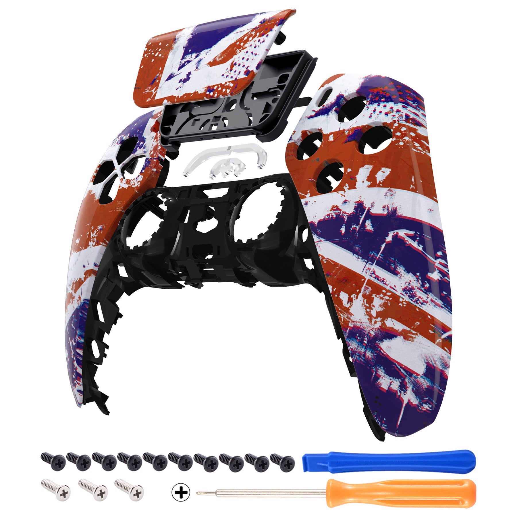 eXtremeRate Replacement Front Housing Shell with Touchpad Compatible with PS5 Controller BDM-010/020/030/040/050 - Impression UK Flag eXtremeRate