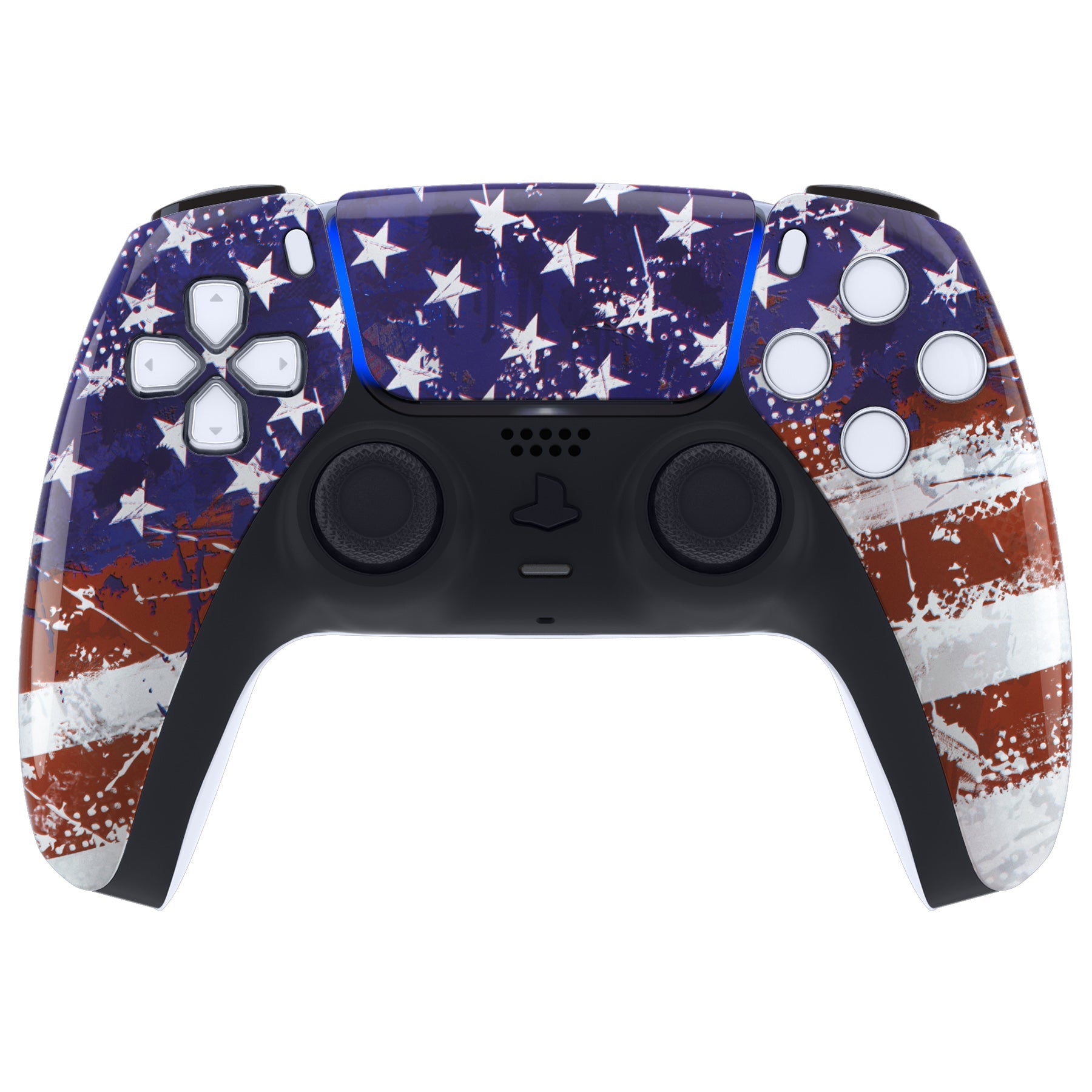 eXtremeRate Replacement Front Housing Shell with Touchpad Compatible with PS5 Controller BDM-010/020/030/040/050 - Impression US Flag eXtremeRate