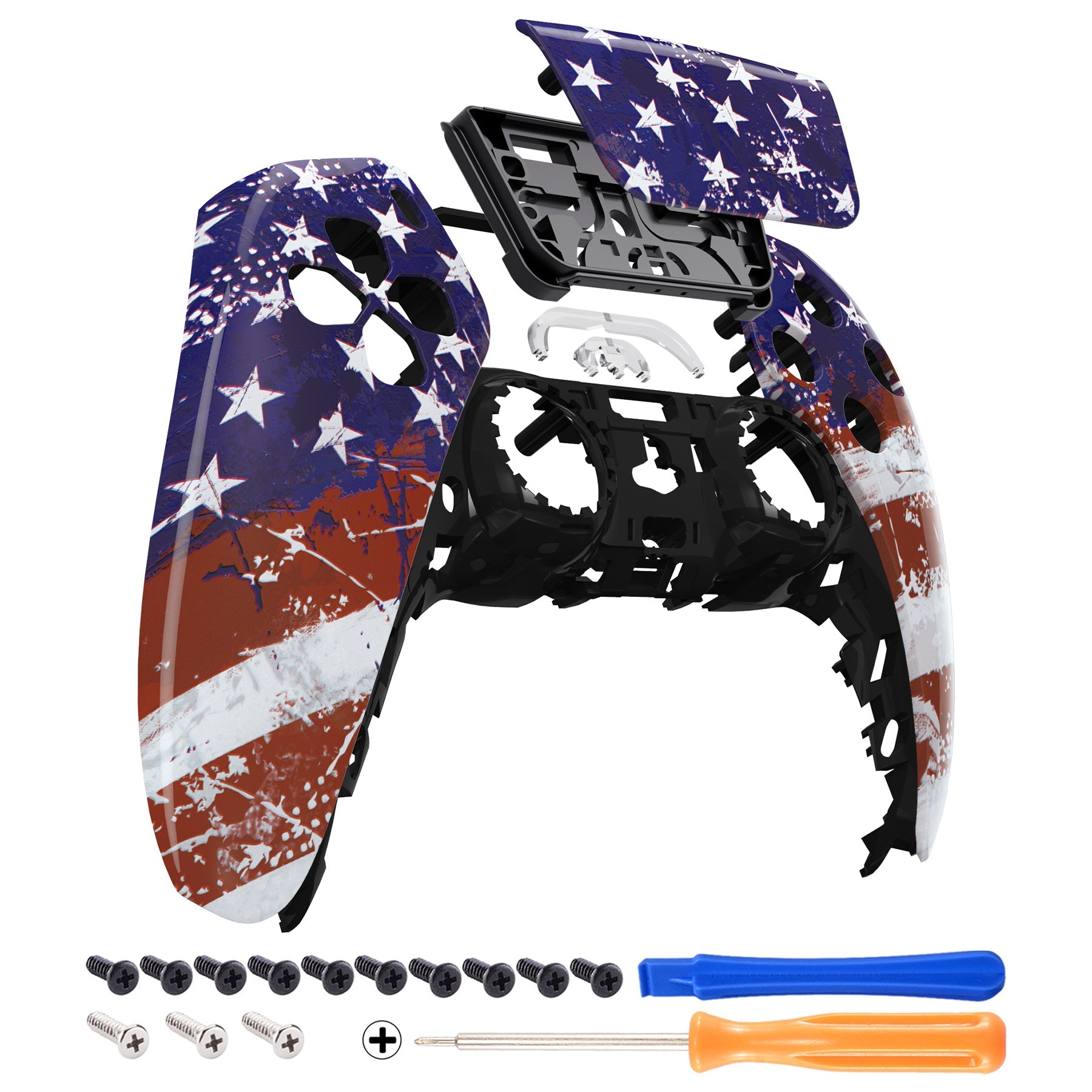eXtremeRate Replacement Front Housing Shell with Touchpad Compatible with PS5 Controller BDM-010/020/030/040/050 - Impression US Flag eXtremeRate