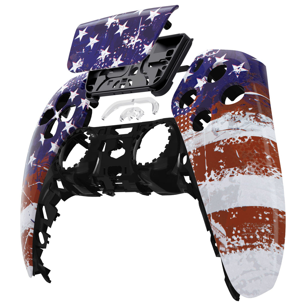 eXtremeRate Replacement Front Housing Shell with Touchpad Compatible with PS5 Controller BDM-010/020/030/040/050 - Impression US Flag eXtremeRate