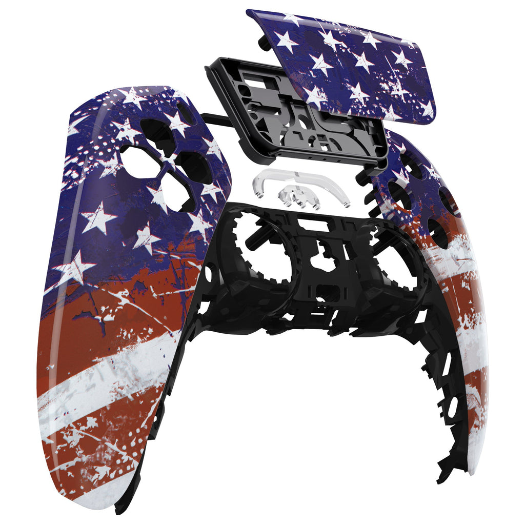 eXtremeRate Replacement Front Housing Shell with Touchpad Compatible with PS5 Controller BDM-010/020/030/040/050 - Impression US Flag eXtremeRate