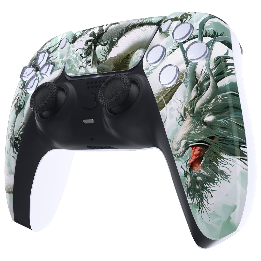 eXtremeRate Replacement Front Housing Shell with Touchpad Compatible with PS5 Controller BDM-010/020/030/040/050 - Jade Dragon - Cloud Dominator eXtremeRate