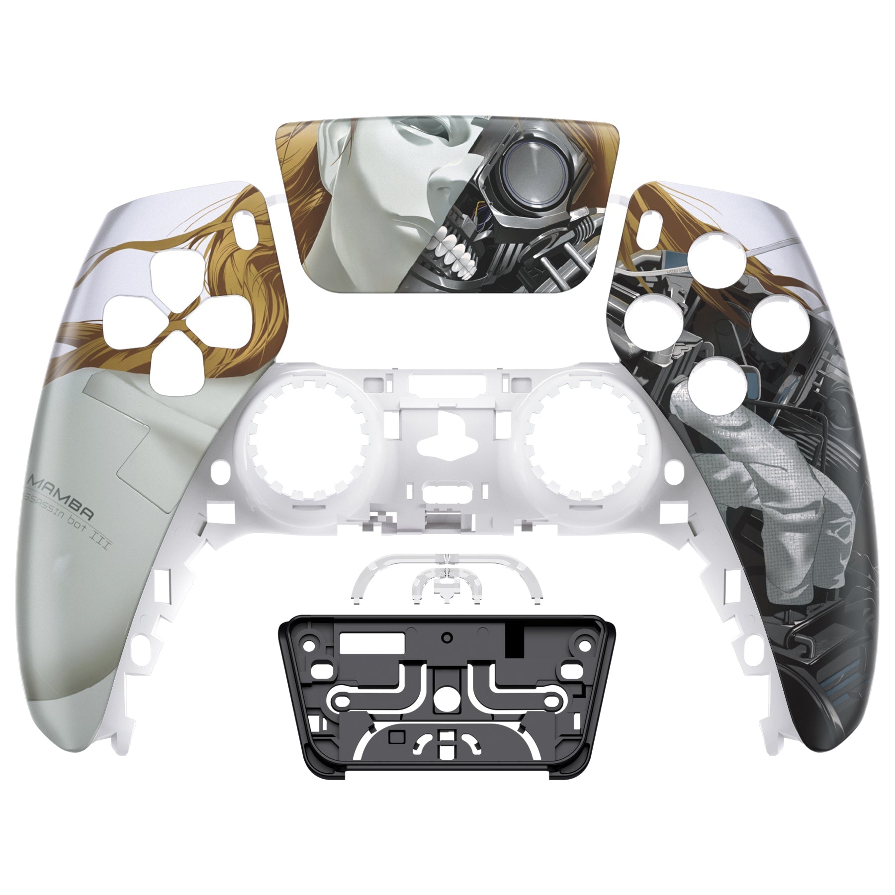 eXtremeRate Replacement Front Housing Shell with Touchpad Compatible with PS5 Controller BDM-010/020/030/040/050 - Mamba Assassin Bot III eXtremeRate