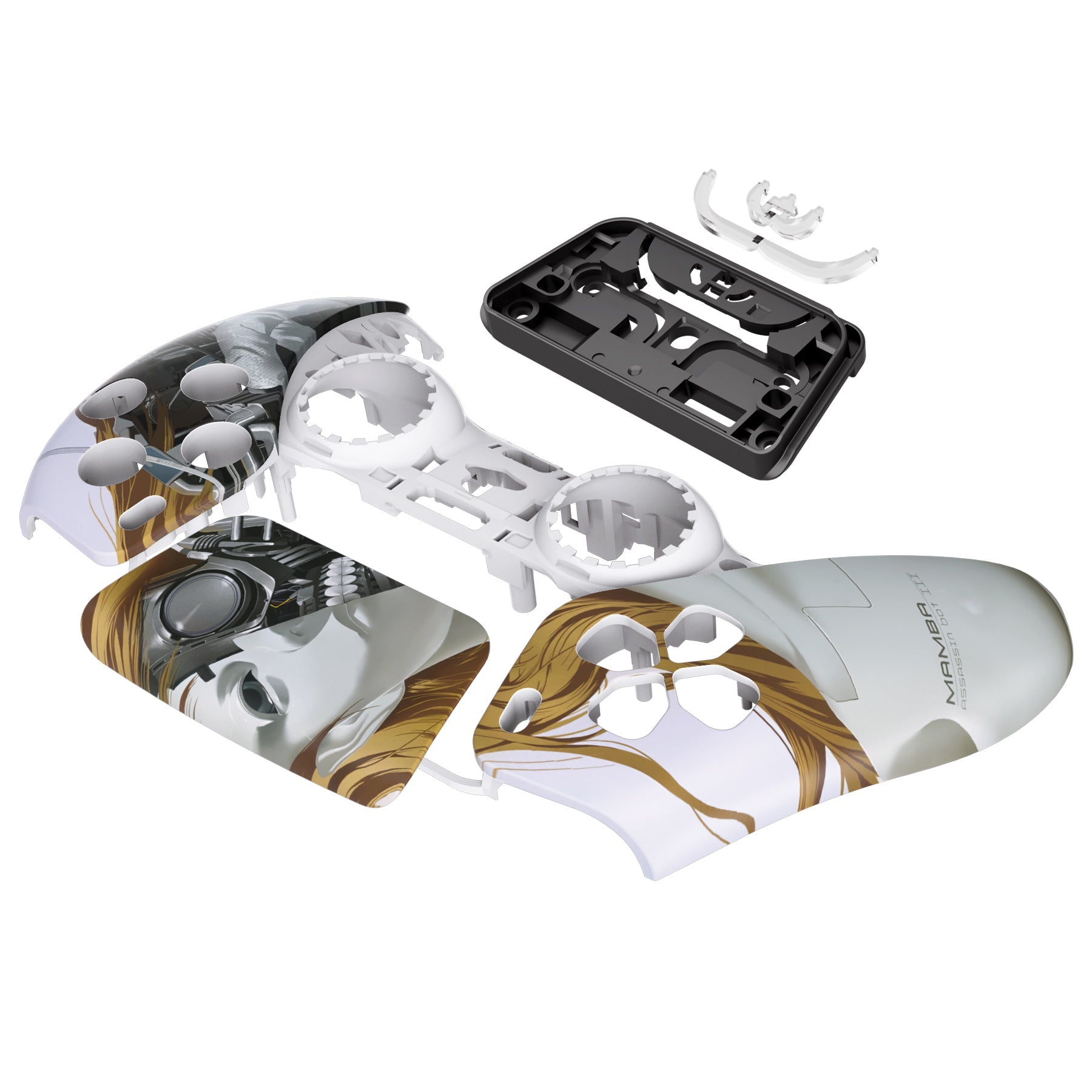 eXtremeRate Replacement Front Housing Shell with Touchpad Compatible with PS5 Controller BDM-010/020/030/040/050 - Mamba Assassin Bot III eXtremeRate