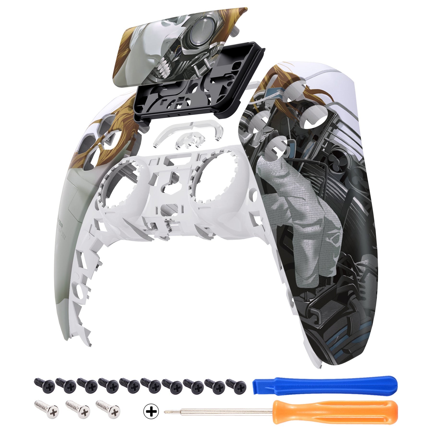 eXtremeRate Replacement Front Housing Shell with Touchpad Compatible with PS5 Controller BDM-010/020/030/040/050 - Mamba Assassin Bot III eXtremeRate