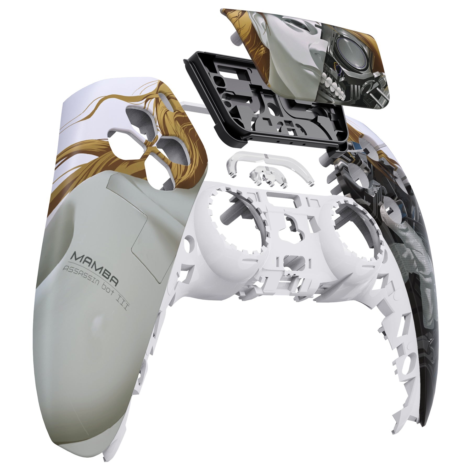 eXtremeRate Replacement Front Housing Shell with Touchpad Compatible with PS5 Controller BDM-010/020/030/040/050 - Mamba Assassin Bot III eXtremeRate