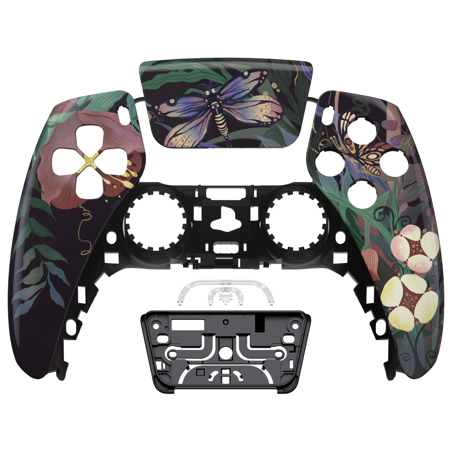 eXtremeRate Replacement Front Housing Shell with Touchpad Compatible with PS5 Controller BDM-010/020/030/040/050 - Mysterious Garden eXtremeRate