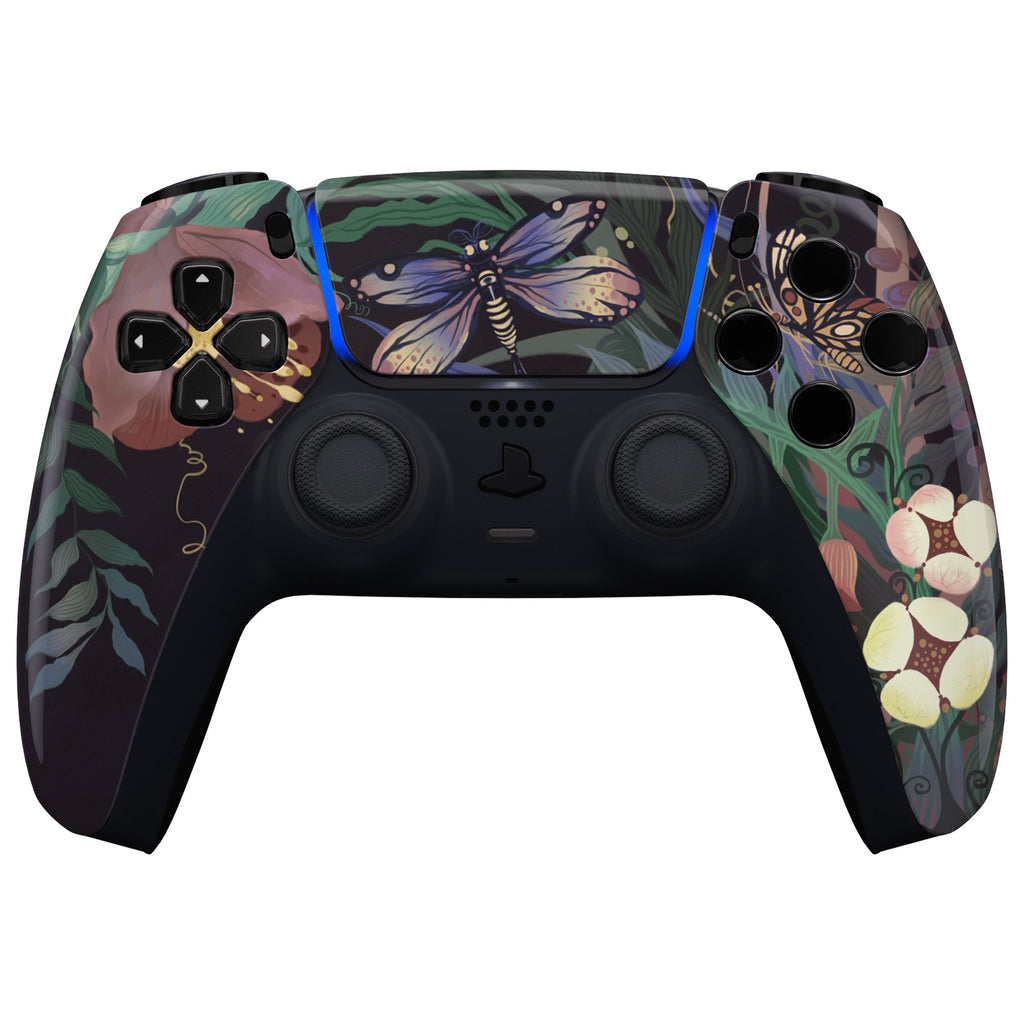 eXtremeRate Replacement Front Housing Shell with Touchpad Compatible with PS5 Controller BDM-010/020/030/040/050 - Mysterious Garden eXtremeRate