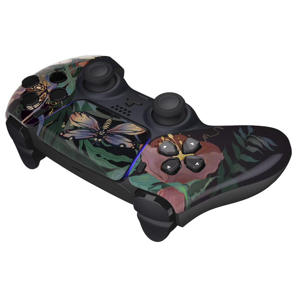 eXtremeRate Replacement Front Housing Shell with Touchpad Compatible with PS5 Controller BDM-010/020/030/040/050 - Mysterious Garden eXtremeRate