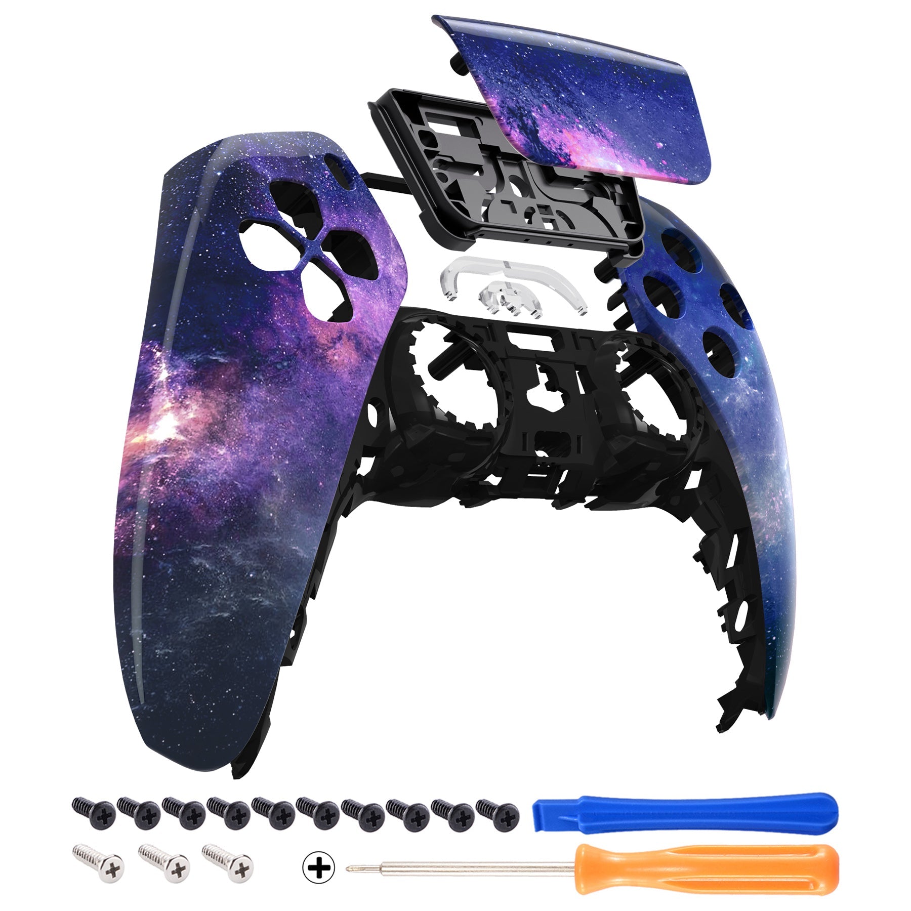eXtremeRate Replacement Front Housing Shell with Touchpad Compatible with PS5 Controller BDM-010/020/030/040/050 - Nebula Galaxy eXtremeRate