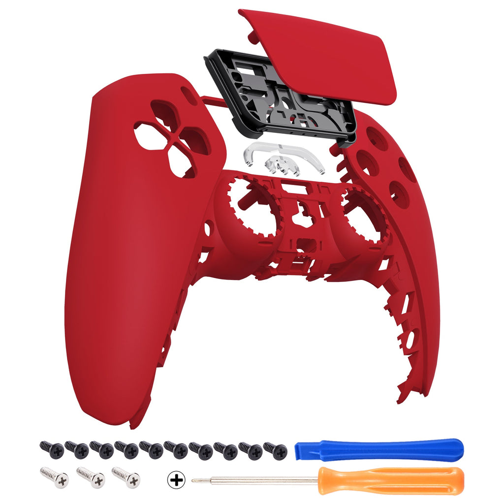eXtremeRate Replacement Front Housing Shell with Touchpad Compatible with PS5 Controller BDM-010/020/030/040/050 - Passion Red eXtremeRate