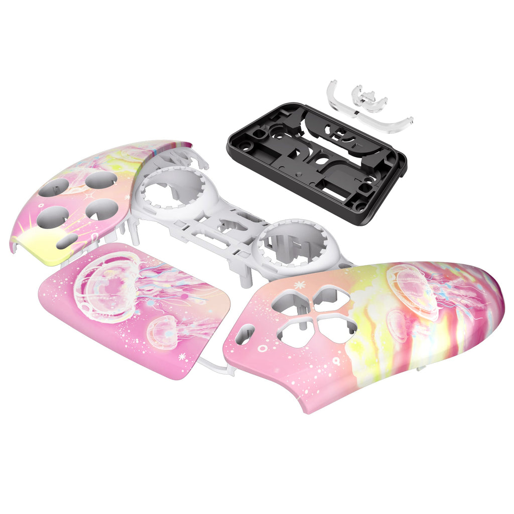 eXtremeRate Replacement Front Housing Shell with Touchpad Compatible with PS5 Controller BDM-010/020/030/040/050 - Pinky Jellyfish Heaven eXtremeRate