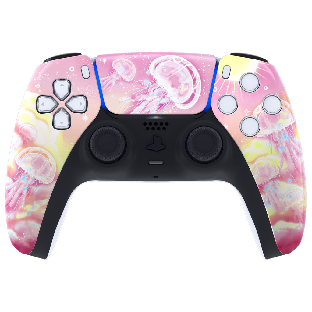 eXtremeRate Replacement Front Housing Shell with Touchpad Compatible with PS5 Controller BDM-010/020/030/040/050 - Pinky Jellyfish Heaven eXtremeRate