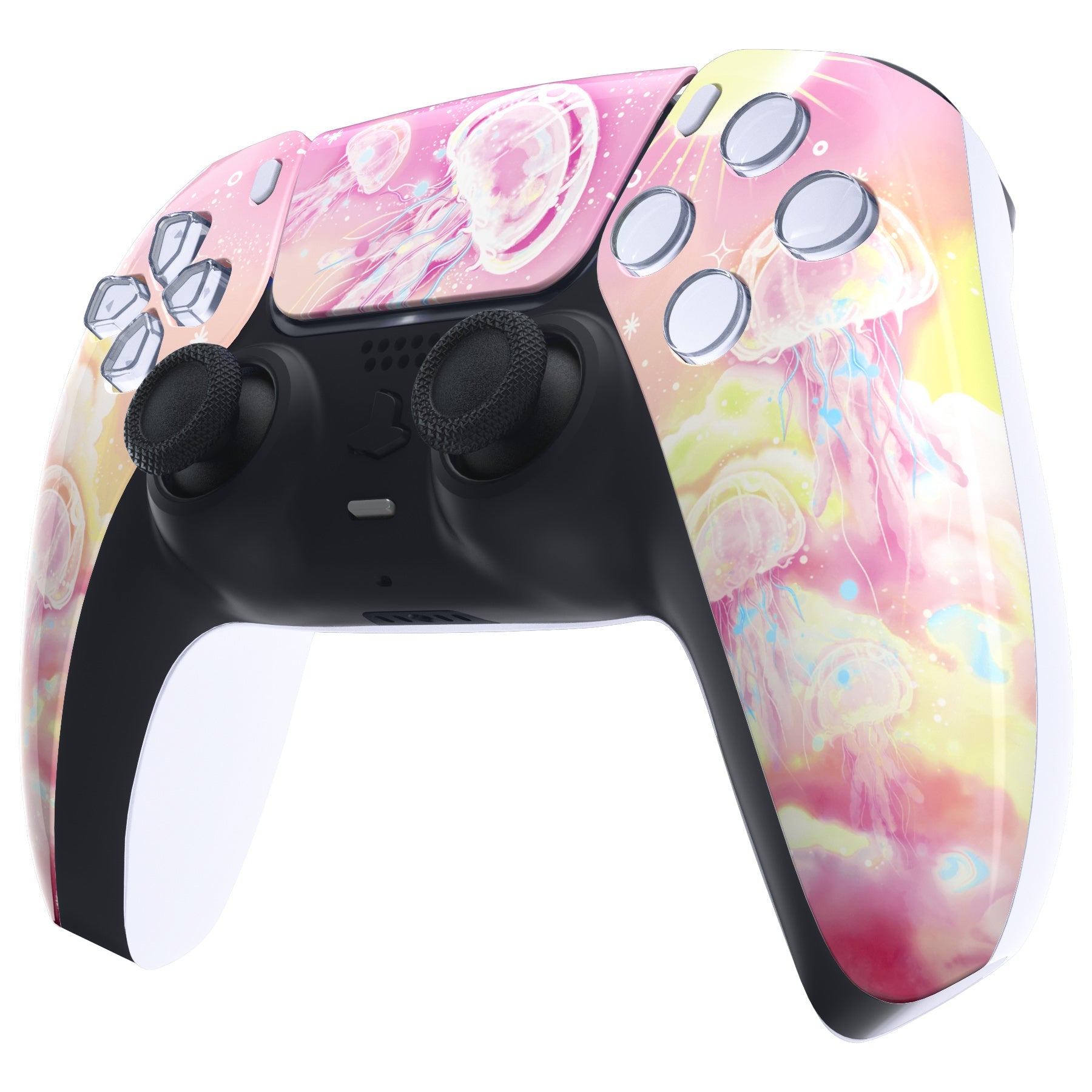 eXtremeRate Replacement Front Housing Shell with Touchpad Compatible with PS5 Controller BDM-010/020/030/040/050 - Pinky Jellyfish Heaven eXtremeRate
