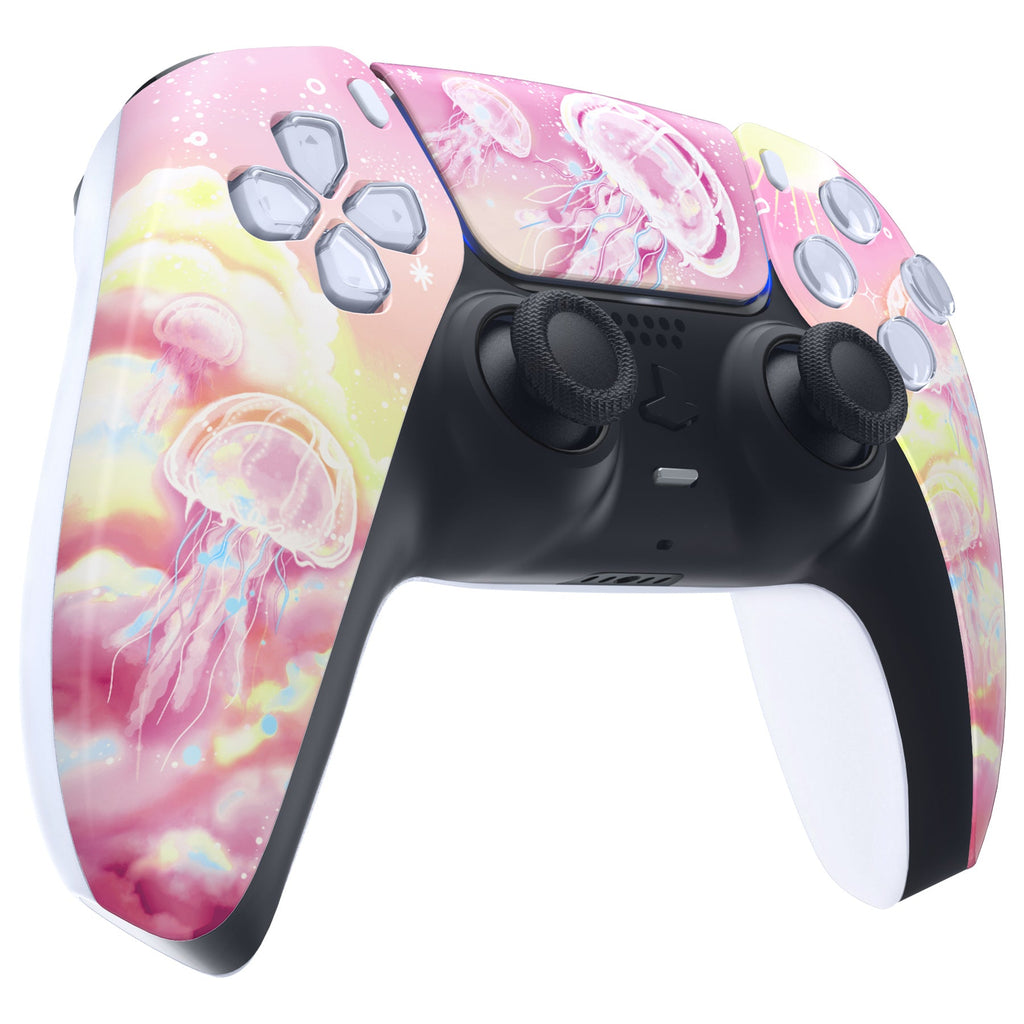 eXtremeRate Replacement Front Housing Shell with Touchpad Compatible with PS5 Controller BDM-010/020/030/040/050 - Pinky Jellyfish Heaven eXtremeRate