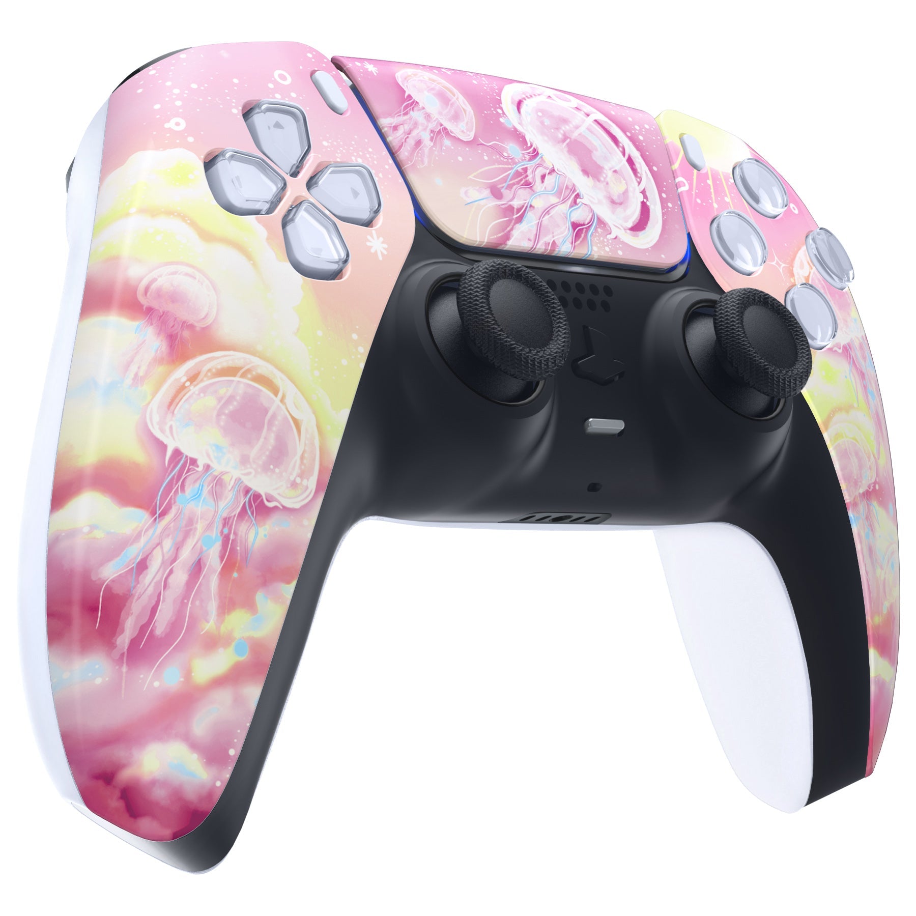 eXtremeRate Replacement Front Housing Shell with Touchpad Compatible with PS5 Controller BDM-010/020/030/040/050 - Pinky Jellyfish Heaven eXtremeRate