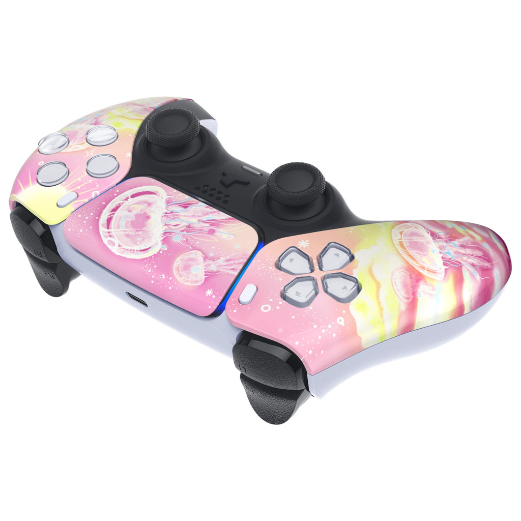 eXtremeRate Replacement Front Housing Shell with Touchpad Compatible with PS5 Controller BDM-010/020/030/040/050 - Pinky Jellyfish Heaven eXtremeRate
